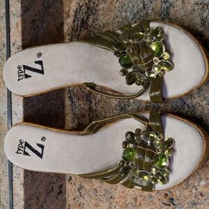 Type Z Green Embellished Wedges Size 7